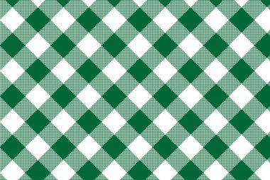 Yeşil Gingham deseni. Ekose, masa örtüleri, giysi, gömlek, elbise, kağıt, yatak takımları, battaniyeler, yorganlar ve diğer tekstil ürünleri için eşkenar dörtgen/karelerden doku. Vektör illüstrasyon Eps 10