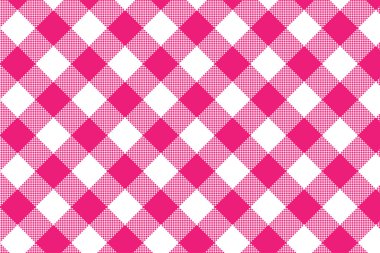Pembe Gingham deseni. Ekose, masa örtüleri, giysi, gömlek, elbise, kağıt, yatak takımları, battaniyeler, yorganlar ve diğer tekstil ürünleri için eşkenar dörtgen/karelerden doku. Vektör illüstrasyon Eps 10