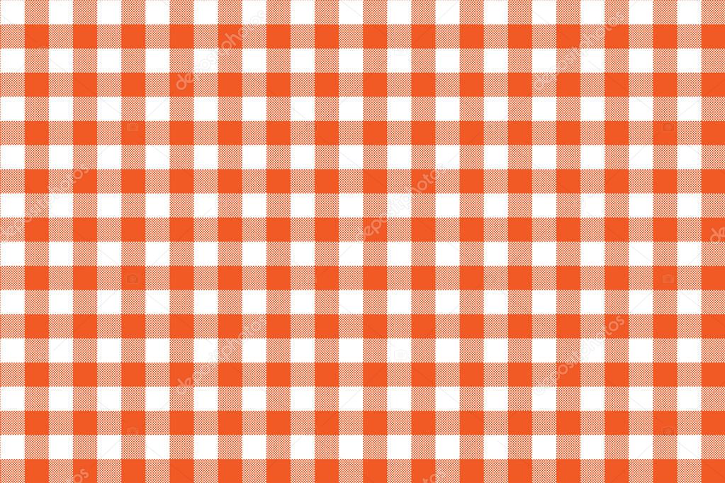 Orange Gingham pattern. Texture from rhombus/squares for - plaid, tablecloths, clothes, shirts, dresses, paper, bedding, blankets, quilts and other textile products. Vector illustration EPS 10