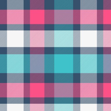 Magenta ve Camgöbeği'nde Tartan Deseni . Ekose, masa örtüsü, giysi, gömlek, elbise, kağıt, yatak takımları, battaniyeler, yorgan ve diğer tekstil ürünleri için doku. Vektör illüstrasyon Eps 10