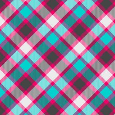 Magenta ve Camgöbeği'nde Tartan Deseni . Ekose, masa örtüsü, giysi, gömlek, elbise, kağıt, yatak takımları, battaniyeler, yorgan ve diğer tekstil ürünleri için doku. Vektör illüstrasyon Eps 10