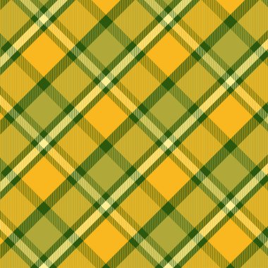 Sarı ve Yeşil Tartan Desen . Ekose, masa örtüsü, giysi, gömlek, elbise, kağıt, yatak takımları, battaniyeler, yorgan ve diğer tekstil ürünleri için doku. Vektör illüstrasyon Eps 10