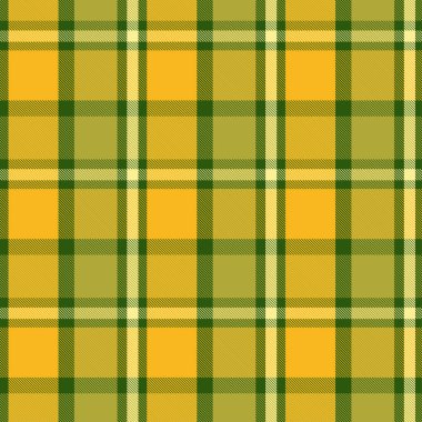 Sarı ve Yeşil Tartan Desen . Ekose, masa örtüsü, giysi, gömlek, elbise, kağıt, yatak takımları, battaniyeler, yorgan ve diğer tekstil ürünleri için doku. Vektör illüstrasyon Eps 10