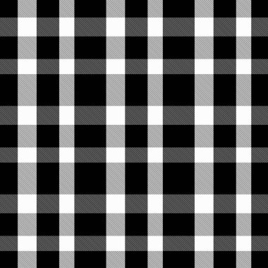 Siyah Beyaz Tartan Desen . Ekose, masa örtüsü, giysi, gömlek, elbise, kağıt, yatak takımları, battaniyeler, yorgan ve diğer tekstil ürünleri için doku. Vektör illüstrasyon Eps 10