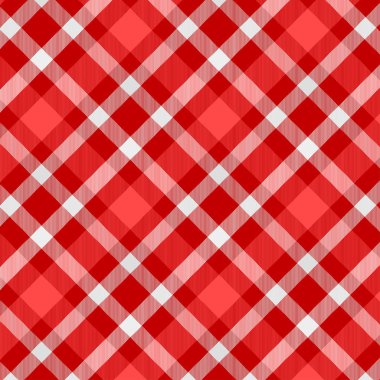 Kırmızı ve beyaz tartan deseni. Ekose, Masa örtüsü, Giysi, gömlek, elbise, kağıt, yatak, battaniye, yorgan ve diğer tekstil ürünleri için doku. Vektör illüstrasyon EPS 10
