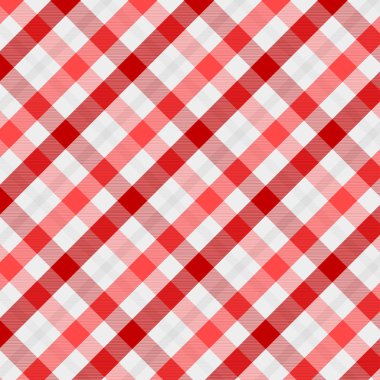 Kırmızı ve beyaz tartan deseni. Ekose, Masa örtüsü, Giysi, gömlek, elbise, kağıt, yatak, battaniye, yorgan ve diğer tekstil ürünleri için doku. Vektör illüstrasyon EPS 10