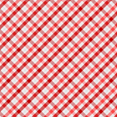 Kırmızı ve beyaz tartan deseni. Ekose, Masa örtüsü, Giysi, gömlek, elbise, kağıt, yatak, battaniye, yorgan ve diğer tekstil ürünleri için doku. Vektör illüstrasyon EPS 10