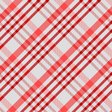 Kırmızı ve beyaz tartan deseni. Ekose, Masa örtüsü, Giysi, gömlek, elbise, kağıt, yatak, battaniye, yorgan ve diğer tekstil ürünleri için doku. Vektör illüstrasyon EPS 10