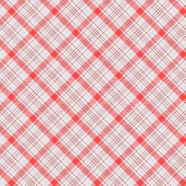 Kırmızı ve beyaz tartan deseni. Ekose, Masa örtüsü, Giysi, gömlek, elbise, kağıt, yatak, battaniye, yorgan ve diğer tekstil ürünleri için doku. Vektör illüstrasyon EPS 10