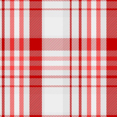 Kırmızı ve beyaz tartan deseni. Ekose, Masa örtüsü, Giysi, gömlek, elbise, kağıt, yatak, battaniye, yorgan ve diğer tekstil ürünleri için doku. Vektör illüstrasyon EPS 10