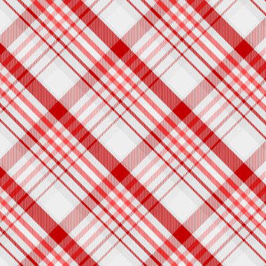 Kırmızı ve beyaz tartan deseni. Ekose, Masa örtüsü, Giysi, gömlek, elbise, kağıt, yatak, battaniye, yorgan ve diğer tekstil ürünleri için doku. Vektör illüstrasyon EPS 10