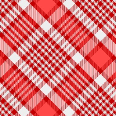 Kırmızı ve beyaz tartan deseni. Ekose, Masa örtüsü, Giysi, gömlek, elbise, kağıt, yatak, battaniye, yorgan ve diğer tekstil ürünleri için doku. Vektör illüstrasyon EPS 10