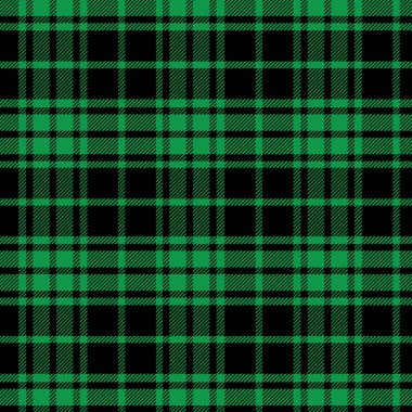 Siyah ve Yeşil Tartan Desen . Ekose, masa örtüsü, giysi, gömlek, elbise, kağıt, yatak takımları, battaniyeler, yorgan ve diğer tekstil ürünleri için doku. Vektör illüstrasyon Eps 10