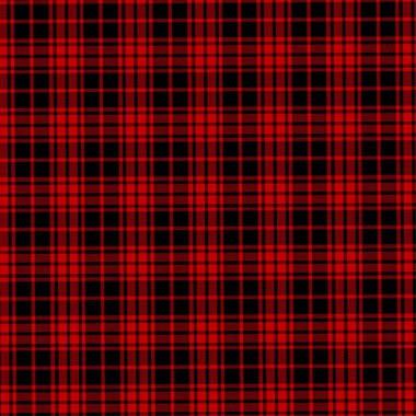 Siyah ve Kırmızı Tartan Desen. Ekose, masa örtüsü, giysi, gömlek, elbise, kağıt, yatak takımları, battaniyeler, yorgan ve diğer tekstil ürünleri için doku. Vektör illüstrasyon Eps 10