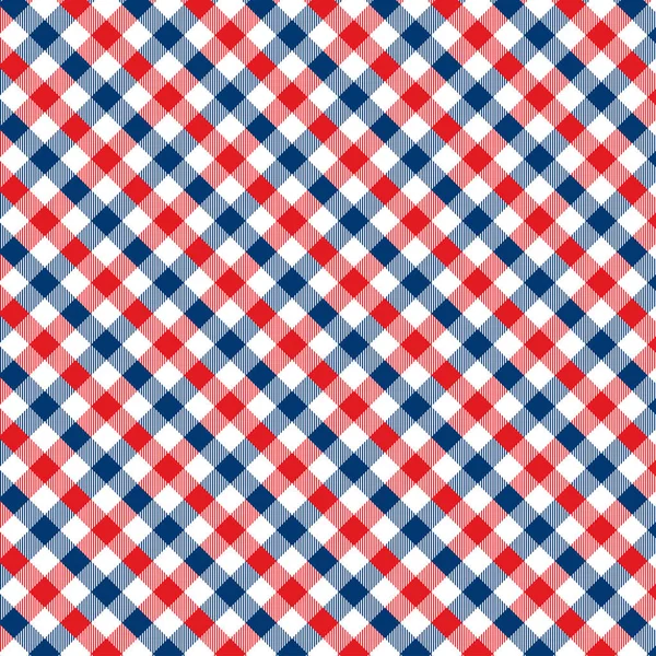 Padrão de Gingham vermelho e azul. Textura de losango / quadrados para - xadrez, toalhas de mesa, roupas, camisas, vestidos, papel, roupa de cama, cobertores, colchas e outros produtos têxteis. Ilustração vetorial EPS 10 — Vetor de Stock