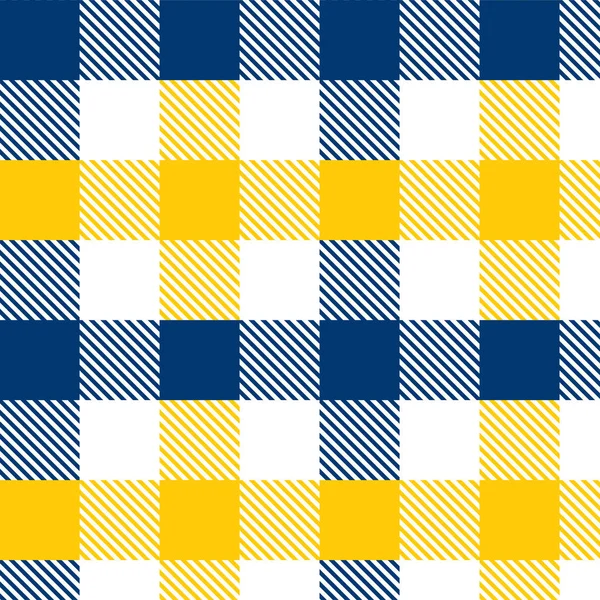 Blått och gult GINGHAM-mönster. Textur från romb/torg för-pläd, dukar, kläder, skjortor, klänningar, papper, sängkläder, filtar, täcken och andra textilprodukter. Vektor illustration EPS 1 — Stock vektor
