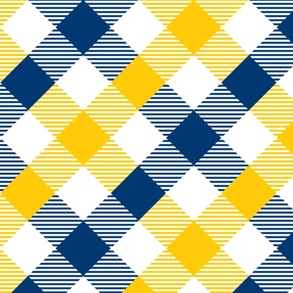 Blue and Yellow Gingham pattern. Texture from rhombus/squares for - plaid, tablecloths, clothes, shirts, dresses, paper, bedding, blankets, quilts and other textile products. Vector illustration EPS 1 — Stock Vector