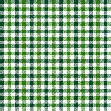 Yeşil Gingham deseni. Ekose, masa örtüleri, giysi, gömlek, elbise, kağıt, yatak takımları, battaniyeler, yorganlar ve diğer tekstil ürünleri için eşkenar dörtgen/karelerden doku. Vektör illüstrasyon Eps 10