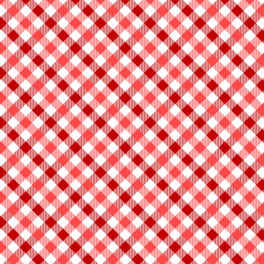 Kırmızı Gingham deseni. Ekose, masa örtüleri, giysi, gömlek, elbise, kağıt, yatak takımları, battaniyeler, yorganlar ve diğer tekstil ürünleri için eşkenar dörtgen/karelerden doku. Vektör illüstrasyon Eps 10