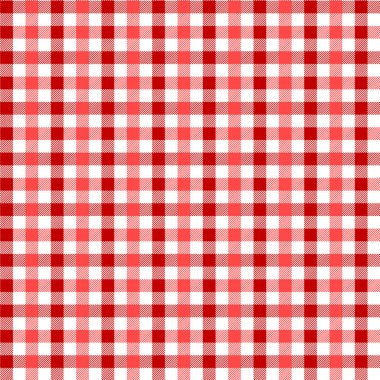 Kırmızı Gingham deseni. Ekose, masa örtüleri, giysi, gömlek, elbise, kağıt, yatak takımları, battaniyeler, yorganlar ve diğer tekstil ürünleri için eşkenar dörtgen/karelerden doku. Vektör illüstrasyon Eps 10