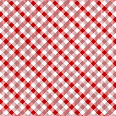 Kırmızı Gingham deseni. Ekose, masa örtüleri, giysi, gömlek, elbise, kağıt, yatak takımları, battaniyeler, yorganlar ve diğer tekstil ürünleri için eşkenar dörtgen/karelerden doku. Vektör illüstrasyon Eps 10