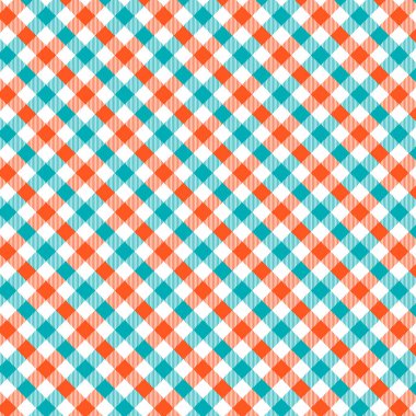 Mavi ve Turuncu Gingham deseni. Doku için - ekose, masa örtüleri, giysi, gömlek, elbise, kağıt, yatak, battaniye, yorgan ve diğer tekstil ürünleri. Vektör illüstrasyon Eps 10