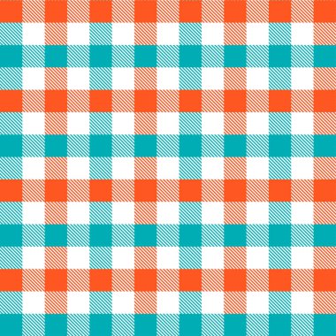 Mavi ve Turuncu Gingham deseni. Doku için - ekose, masa örtüleri, giysi, gömlek, elbise, kağıt, yatak, battaniye, yorgan ve diğer tekstil ürünleri. Vektör illüstrasyon Eps 10