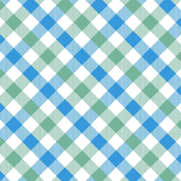 파란색과 녹색 깅엄 패턴입니다. 격자 무늬, 식탁보, 옷, 셔츠, 드레스, 종이, 침구, 담요, 퀼트 및 기타 섬유 제품에 대한 마름모 / 사각형에서 질감. 벡터 일러스트레이션 Eps 10 — 스톡 벡터