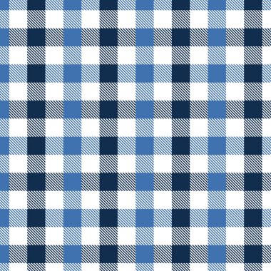 Mavi ve Siyah Gingham deseni. Doku için - ekose, masa örtüleri, giysi, gömlek, elbise, kağıt, yatak, battaniye, yorgan ve diğer tekstil ürünleri. Vektör illüstrasyon Eps 10