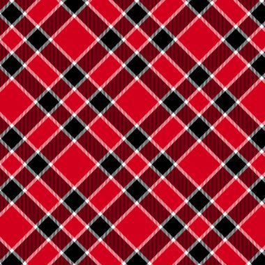 Kırmızı ve Siyah Tartan Desen . Ekose, masa örtüsü, giysi, gömlek, elbise, kağıt, yatak takımları, battaniyeler, yorgan ve diğer tekstil ürünleri için doku. Vektör illüstrasyon Eps 10
