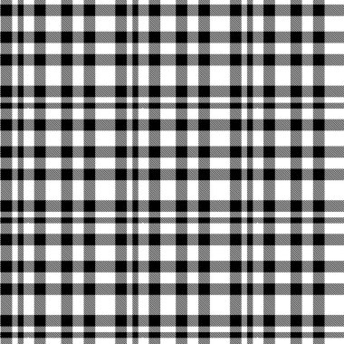 Siyah Ve Beyaz Tartan Desen . Ekose, masa örtüsü, giysi, gömlek, elbise, kağıt, yatak takımları, battaniyeler, yorgan ve diğer tekstil ürünleri için doku. Vektör illüstrasyon Eps 10