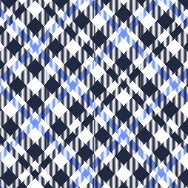 Tartan, Mavi, Beyaz ve Siyah ekose desen dikişsiz . Ekose, masa örtüsü, giysi, gömlek, elbise, kağıt, yatak takımları, battaniyeler, yorgan ve diğer tekstil ürünleri için doku. Vektör illüstrasyon Eps 10