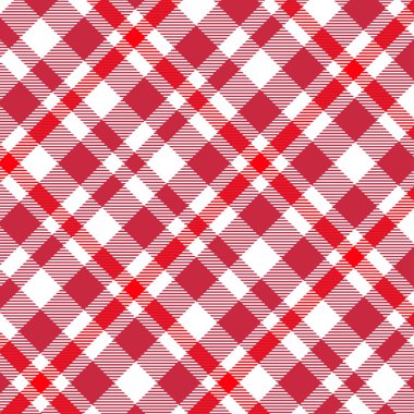 Tartan, Kırmızı ve Beyaz ekose desen. Ekose, masa örtüsü, giysi, gömlek, elbise, kağıt, yatak takımları, battaniyeler, yorgan ve diğer tekstil ürünleri için doku. Vektör illüstrasyon Eps 10