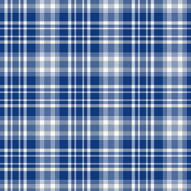Mavi ve Beyaz Tartan Desen . Ekose, masa örtüsü, giysi, gömlek, elbise, kağıt, yatak takımları, battaniyeler, yorgan ve diğer tekstil ürünleri için doku. Vektör illüstrasyon Eps 10