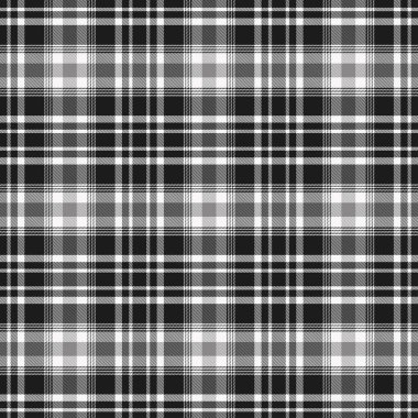 Siyah Ve Beyaz Tartan Desen . Ekose, masa örtüsü, giysi, gömlek, elbise, kağıt, yatak takımları, battaniyeler, yorgan ve diğer tekstil ürünleri için doku. Vektör illüstrasyon Eps 10