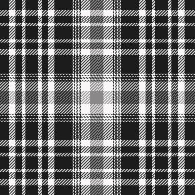 Siyah Ve Beyaz Tartan Desen . Ekose, masa örtüsü, giysi, gömlek, elbise, kağıt, yatak takımları, battaniyeler, yorgan ve diğer tekstil ürünleri için doku. Vektör illüstrasyon Eps 10