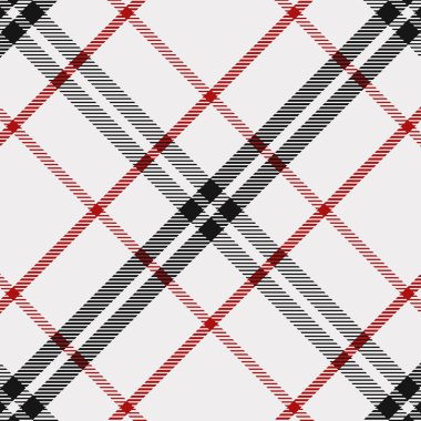 Kırmızı, Siyah ve Beyaz Tartan Desen. Ekose, masa örtüsü, giysi, gömlek, elbise, kağıt, yatak takımları, battaniyeler, yorgan ve diğer tekstil ürünleri için doku. Vektör illüstrasyon Eps 10