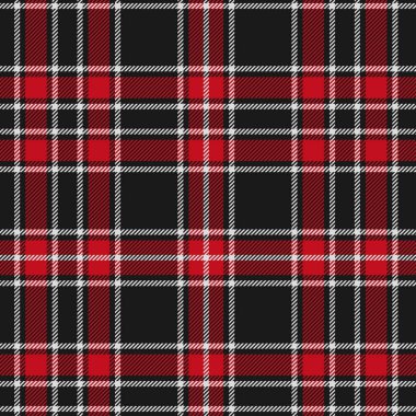 Tartan, Kırmızı ve Siyah ekose desen sorunsuz. Ekose, masa örtüsü, giysi, gömlek, elbise, kağıt, yatak takımları, battaniyeler, yorgan ve diğer tekstil ürünleri için doku. Vektör illüstrasyon Eps 10
