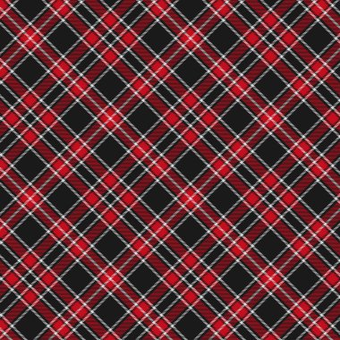 Tartan, Kırmızı ve Siyah ekose desen. Ekose, masa örtüsü, giysi, gömlek, elbise, kağıt, yatak takımları, battaniyeler, yorgan ve diğer tekstil ürünleri için doku. Vektör illüstrasyon Eps 10