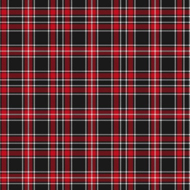 Tartan, Kırmızı ve Siyah ekose desen. Ekose, masa örtüsü, giysi, gömlek, elbise, kağıt, yatak takımları, battaniyeler, yorgan ve diğer tekstil ürünleri için doku. Vektör illüstrasyon Eps 10