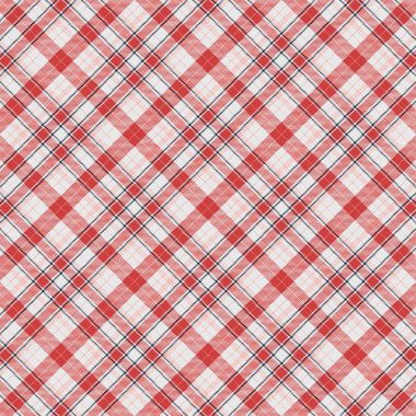 Kırmızı ve beyaz tartan deseni. Ekose, Masa örtüsü, Giysi, gömlek, elbise, kağıt, yatak, battaniye, yorgan ve diğer tekstil ürünleri için doku. Vektör illüstrasyon EPS 10