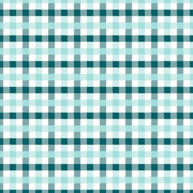 Turkuaz Gingham deseni. Ekose, masa örtüleri, giysi, gömlek, elbise, kağıt, yatak, battaniye, yorgan ve diğer tekstil ürünleri - kareler doku. Vektör illüstrasyon Eps 10