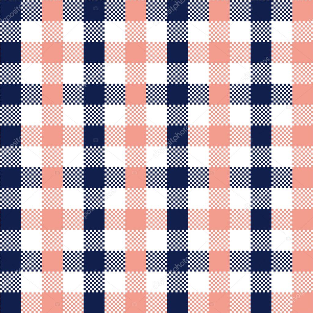Blue and Rosa Gingham pattern. Texture from squares for - plaid, tablecloths, clothes, shirts, dresses, paper, bedding, blankets, quilts and other textile products. Vector illustration EPS 10