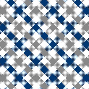 Gri ve Mavi Gingham deseni. Ekose, masa örtüleri, giysi, gömlek, elbise, kağıt, yatak, battaniye, yorgan ve diğer tekstil ürünleri - kareler doku. Vektör illüstrasyon Eps 10