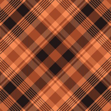 Tartan deseni koyu mavi ve turuncu. Ekose, Masa örtüsü, Giysi, gömlek, elbise, kağıt, yatak, battaniye, yorgan ve diğer tekstil ürünleri için doku. Vektör illüstrasyon EPS 10