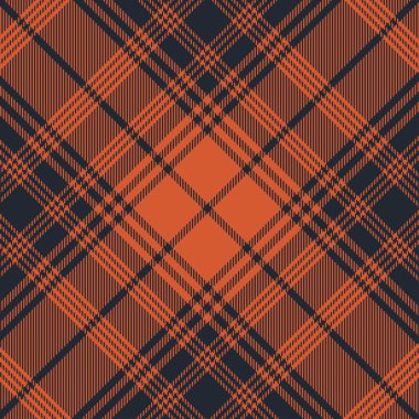 Tartan deseni koyu mavi ve turuncu. Ekose, Masa örtüsü, Giysi, gömlek, elbise, kağıt, yatak, battaniye, yorgan ve diğer tekstil ürünleri için doku. Vektör illüstrasyon EPS 10