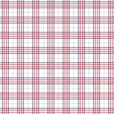 Tartan dikişsiz kırmızı ve beyaz desen. Ekose, masa örtüsü, giysi, gömlek, elbise, kağıt, yatak takımları, battaniyeler, yorgan ve diğer tekstil ürünleri için doku. Vektör illüstrasyon Eps 10