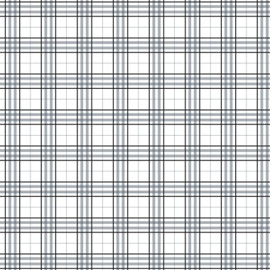 Tartan dikişsiz siyah beyaz desen. Ekose, masa örtüsü, giysi, gömlek, elbise, kağıt, yatak takımları, battaniyeler, yorgan ve diğer tekstil ürünleri için doku. Vektör illüstrasyon Eps 10
