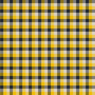Gingham kusursuz sarı ve siyah desenli. Ekose, masa örtüsü, giysi, gömlek, elbise, kağıt, yatak, battaniye, yorgan ve diğer tekstil ürünleri için doku. Vektör İllüstrasyon Eps 10