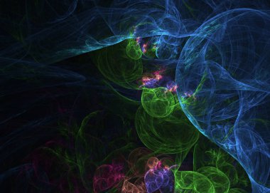 Soyut fraktal ışık arkaplanı 3 boyutlu oluşturuluyor.